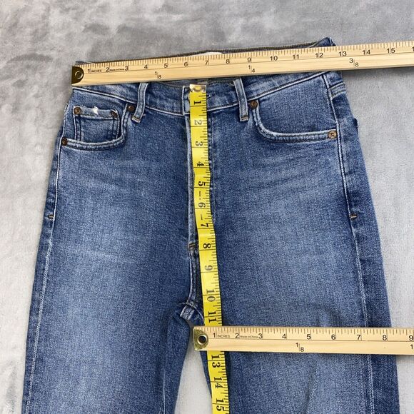 AGOLDE Women’s 25 Nico High Rise Slim Crop Jeans Shoreline Knee Tear Button Fly - Picture 5 of 10